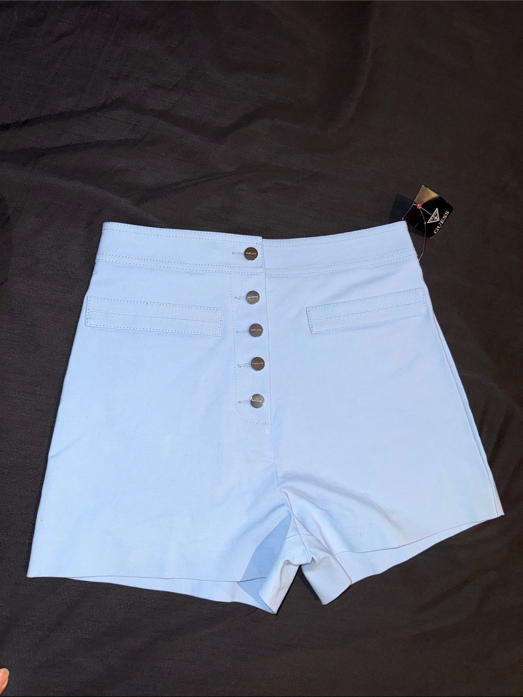 New Guess Marciano High Rise Waisted Button Fly Dressy Baby Blue Shorts 6 M